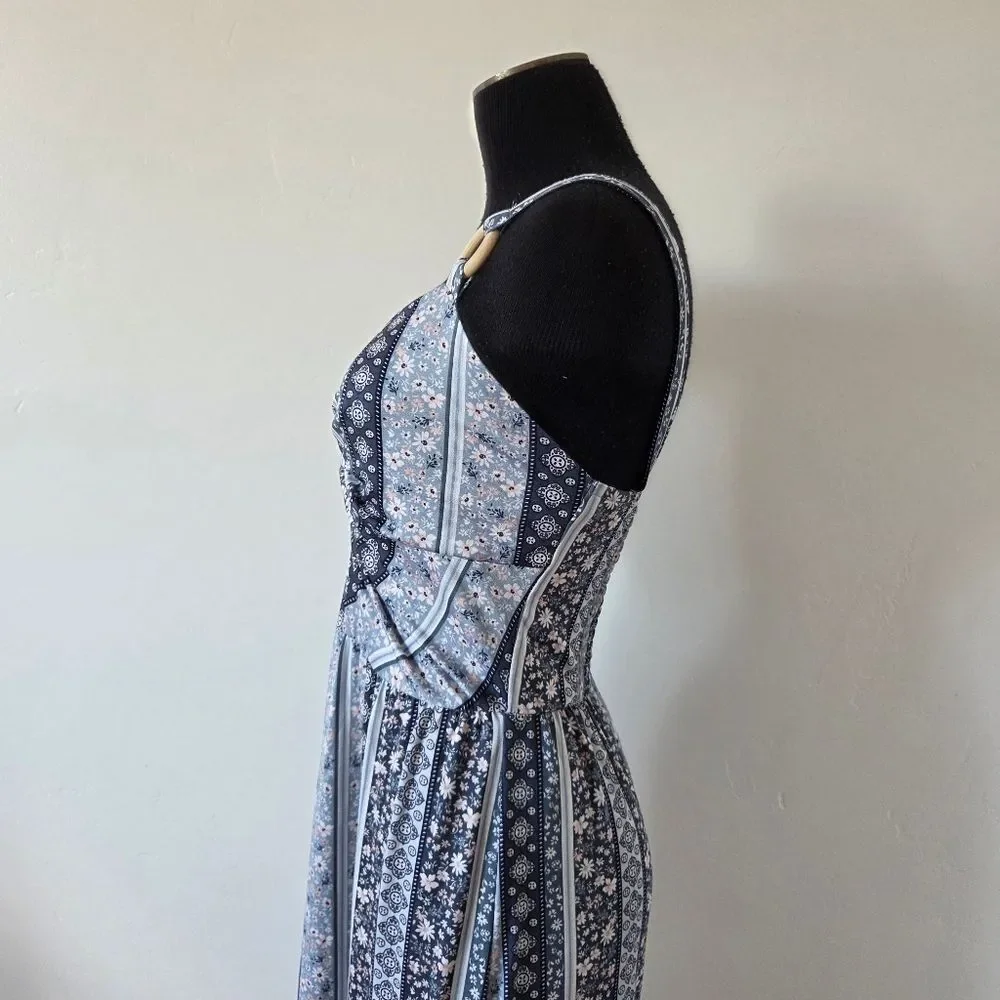 Derek Heart Paisley Floral Maxi Dress Twist Front Y2K 90s Beach Vacation Large - Picture 5 of 13